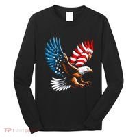 Bald Eagle & Patriotic American Flag 4th Of July Long Sleeve Shirt thumb 0