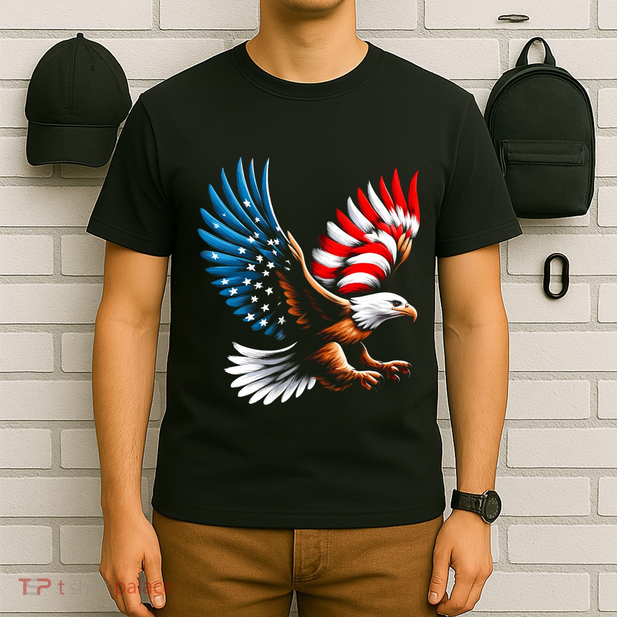 Bald Eagle & Patriotic American Flag 4th Of July T-Shirt