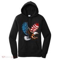 Bald Eagle & Patriotic American Flag 4th Of July Women's Hoodie thumb 0