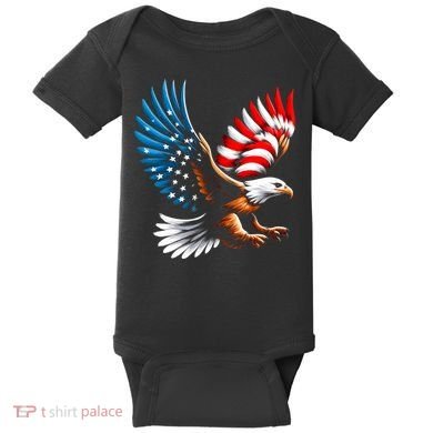 Bald Eagle & Patriotic American Flag 4th Of July Baby Bodysuit