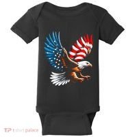 Bald Eagle & Patriotic American Flag 4th Of July Baby Bodysuit thumb 0