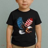 Bald Eagle & Patriotic American Flag 4th Of July Toddler T-Shirt thumb 2