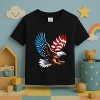Bald Eagle & Patriotic American Flag 4th Of July Toddler T-Shirt thumb 3