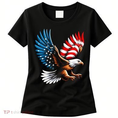 Bald Eagle & Patriotic American Flag 4th Of July Women's T-Shirt