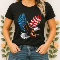 Bald Eagle & Patriotic American Flag 4th Of July Women's T-Shirt thumb 2