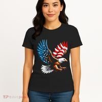Bald Eagle & Patriotic American Flag 4th Of July Women's T-Shirt thumb 4