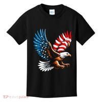 Bald Eagle & Patriotic American Flag 4th Of July Kids T-Shirt thumb 0