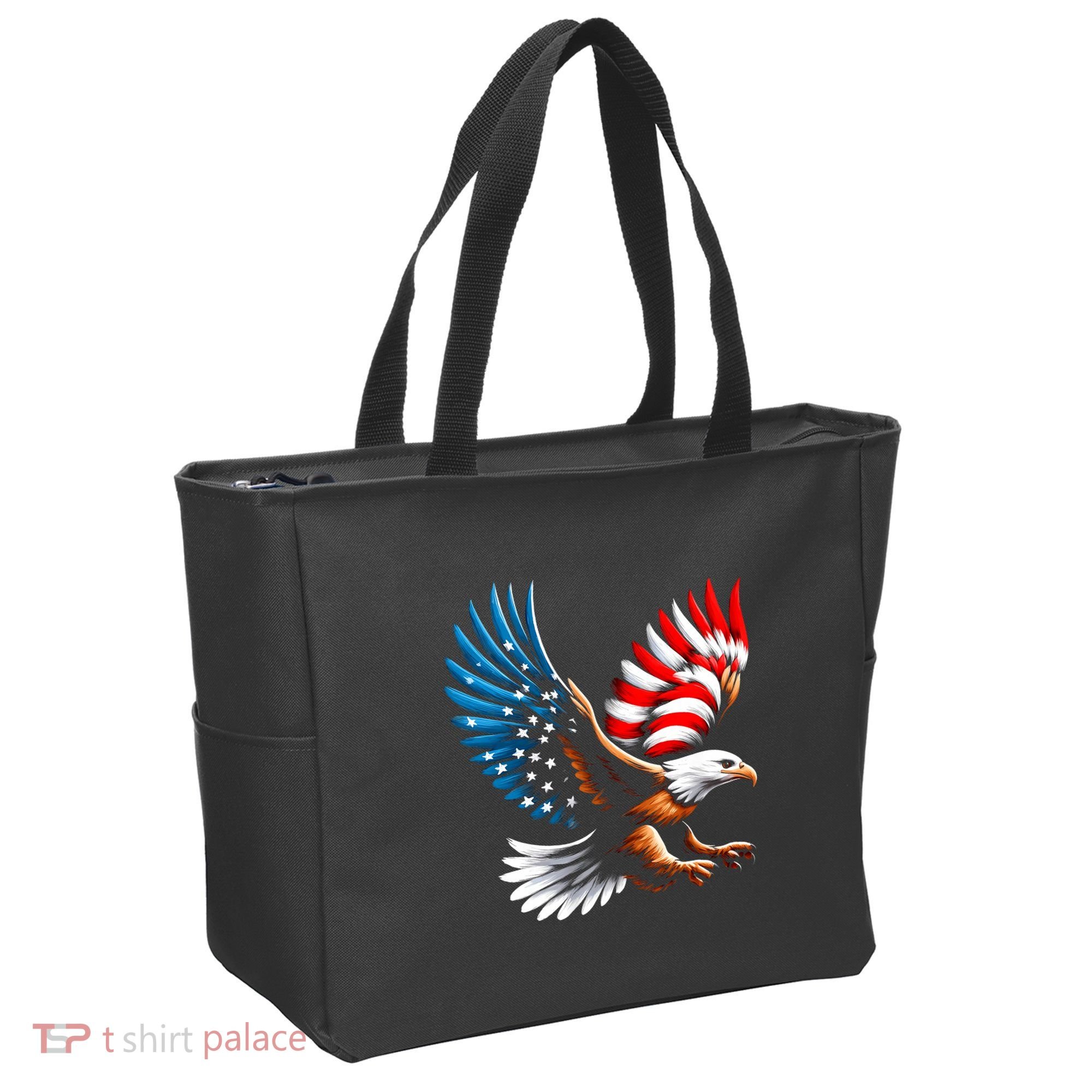 Bald Eagle & Patriotic American Flag 4th Of July Tote Bag