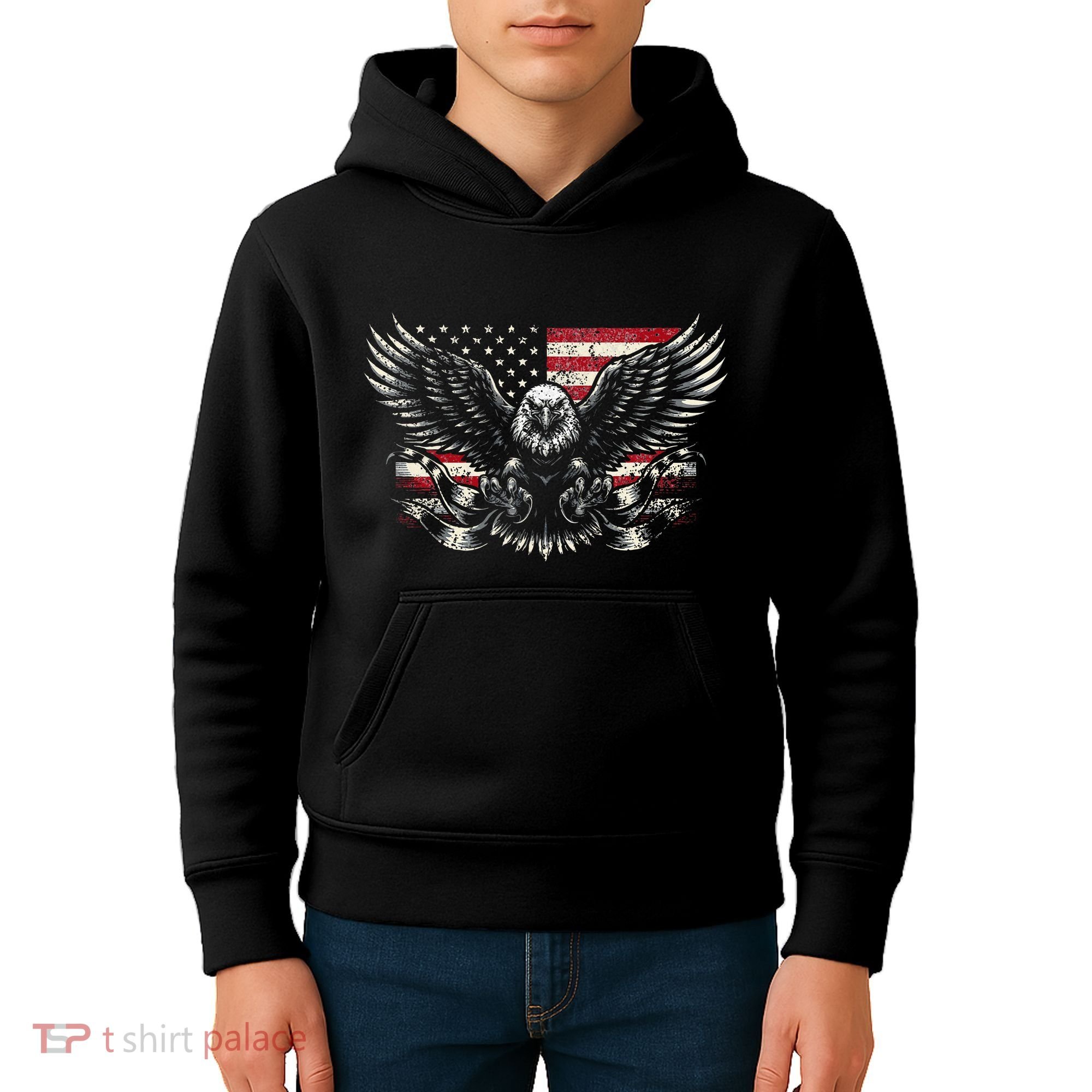 Bald Eagle Patriotic American Eagle Kids Hoodie