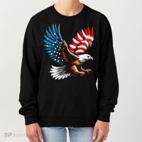 Bald Eagle & Patriotic American Flag 4th Of July Women's Sweatshirt thumb 0