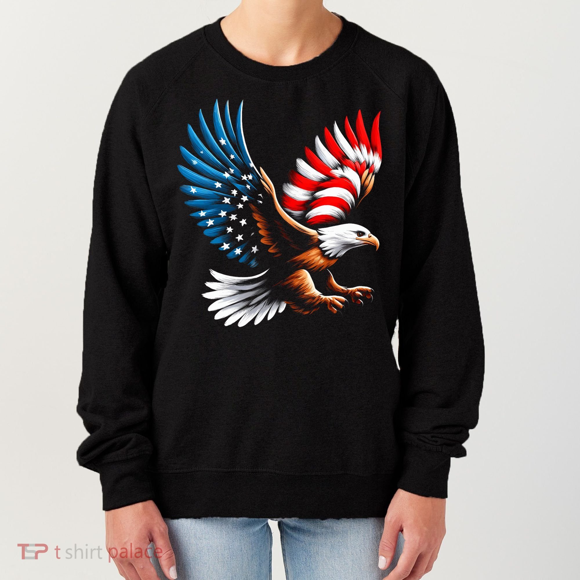 Bald Eagle & Patriotic American Flag 4th Of July Women's Sweatshirt
