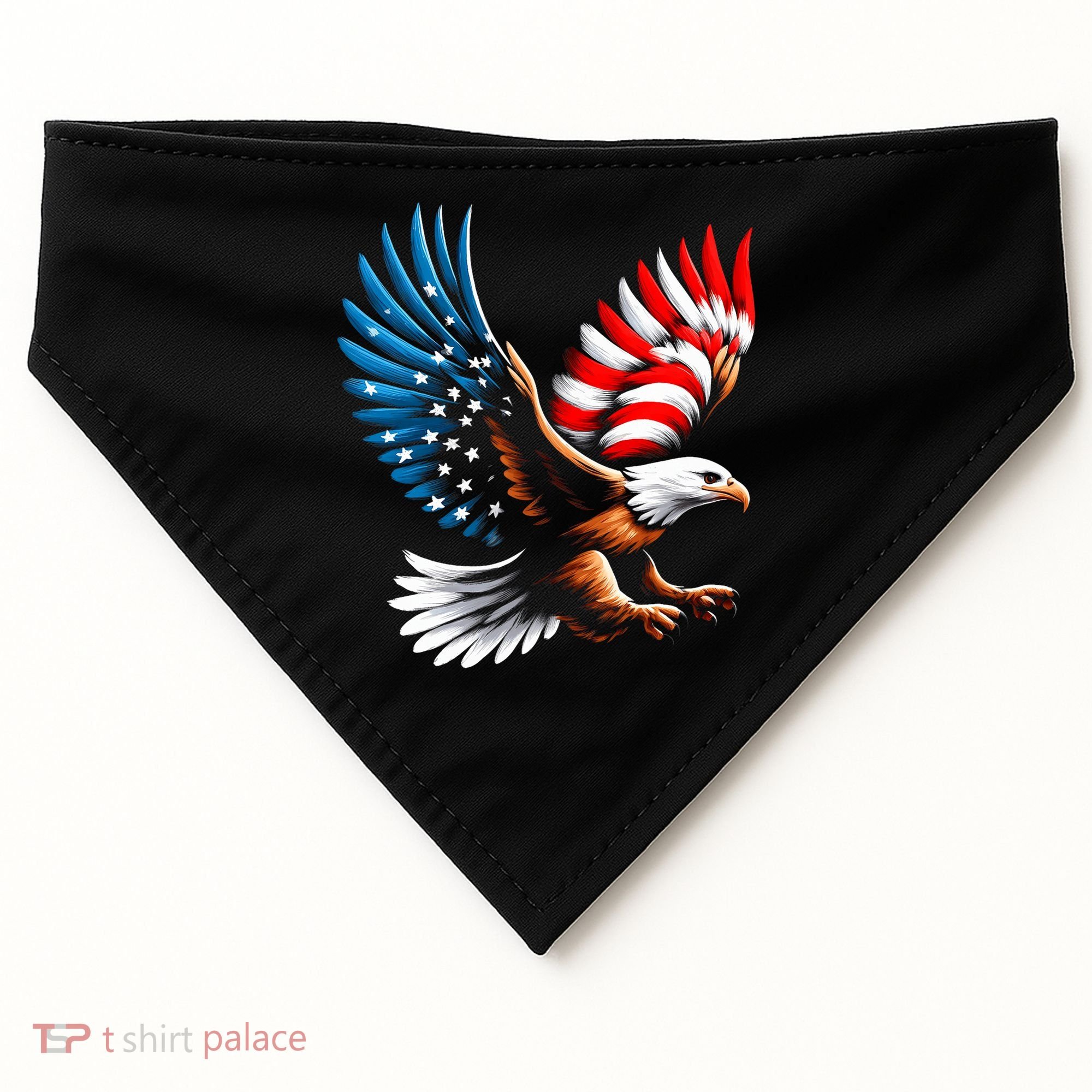 Bald Eagle & Patriotic American Flag 4th Of July USA-Made Doggie Bandana