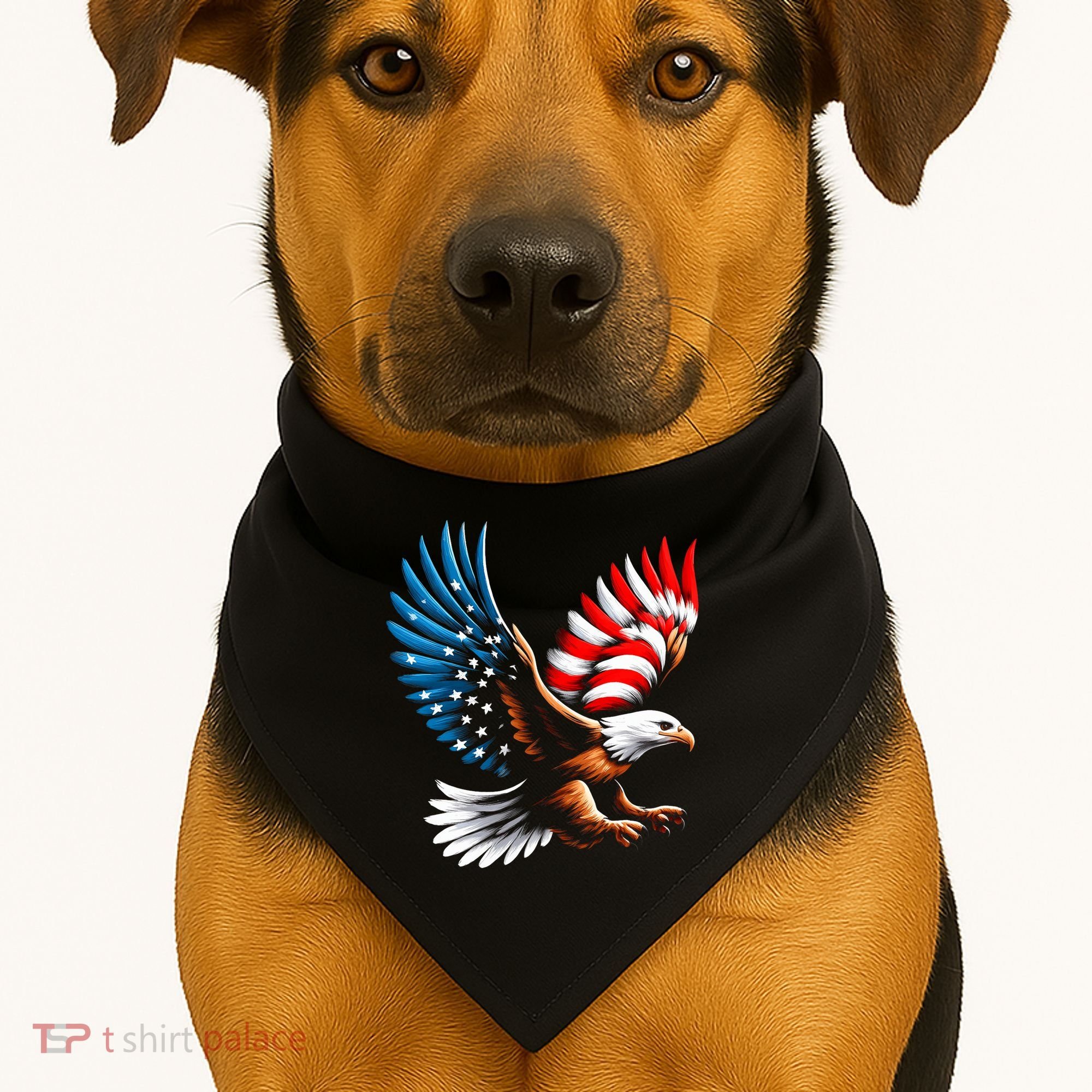 Bald Eagle & Patriotic American Flag 4th Of July USA-Made Doggie Bandana