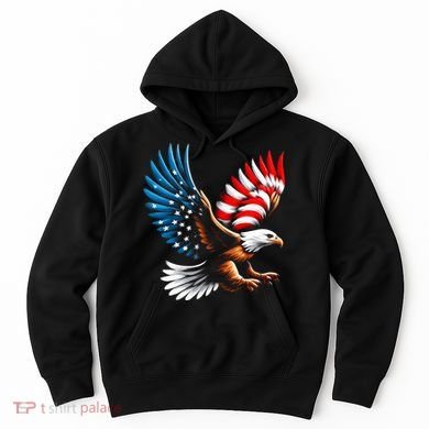 Bald Eagle & Patriotic American Flag 4th Of July Hoodie
