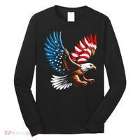Bald Eagle & Patriotic American Flag 4th Of July Long Sleeve Shirt thumb 0