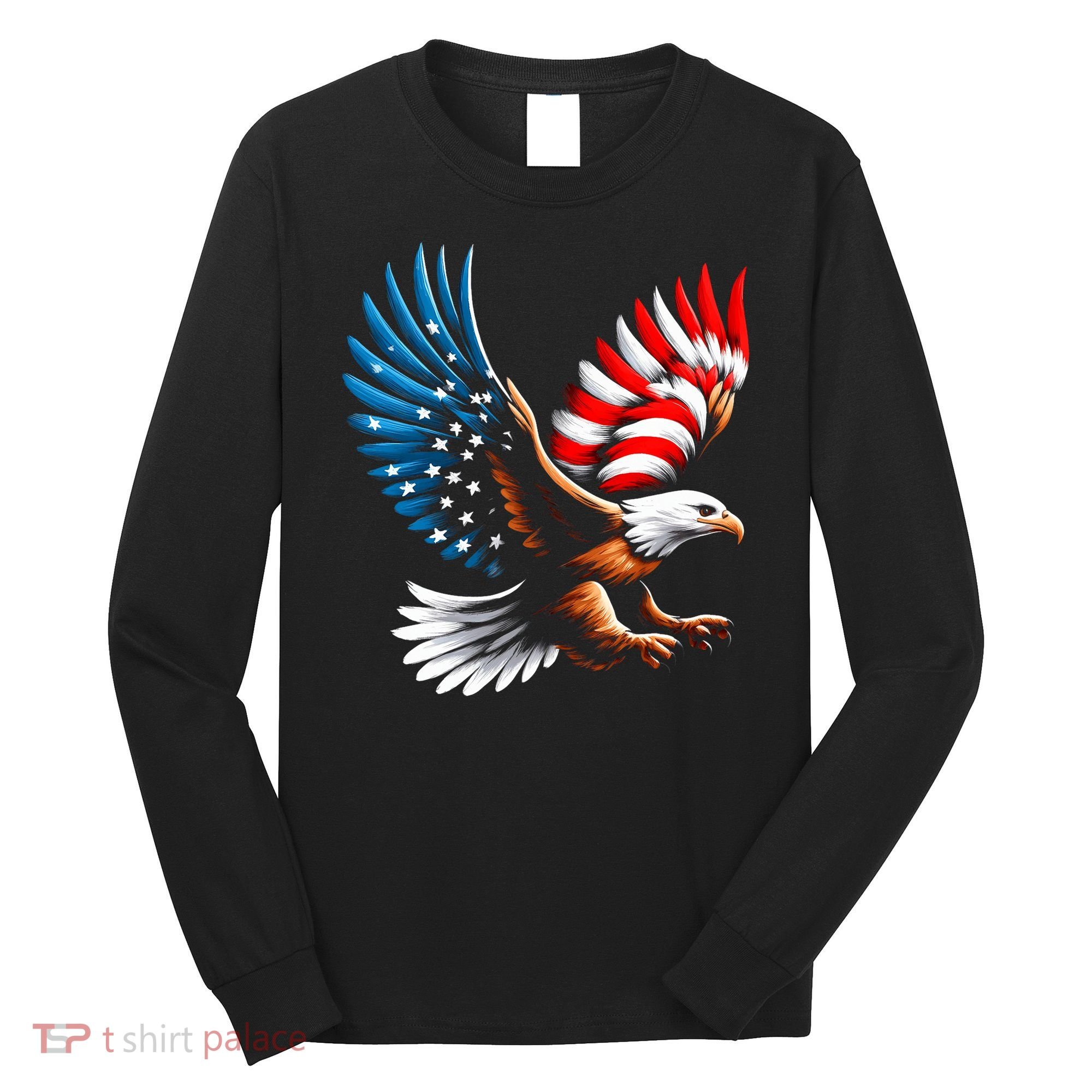 Bald Eagle & Patriotic American Flag 4th Of July Long Sleeve Shirt