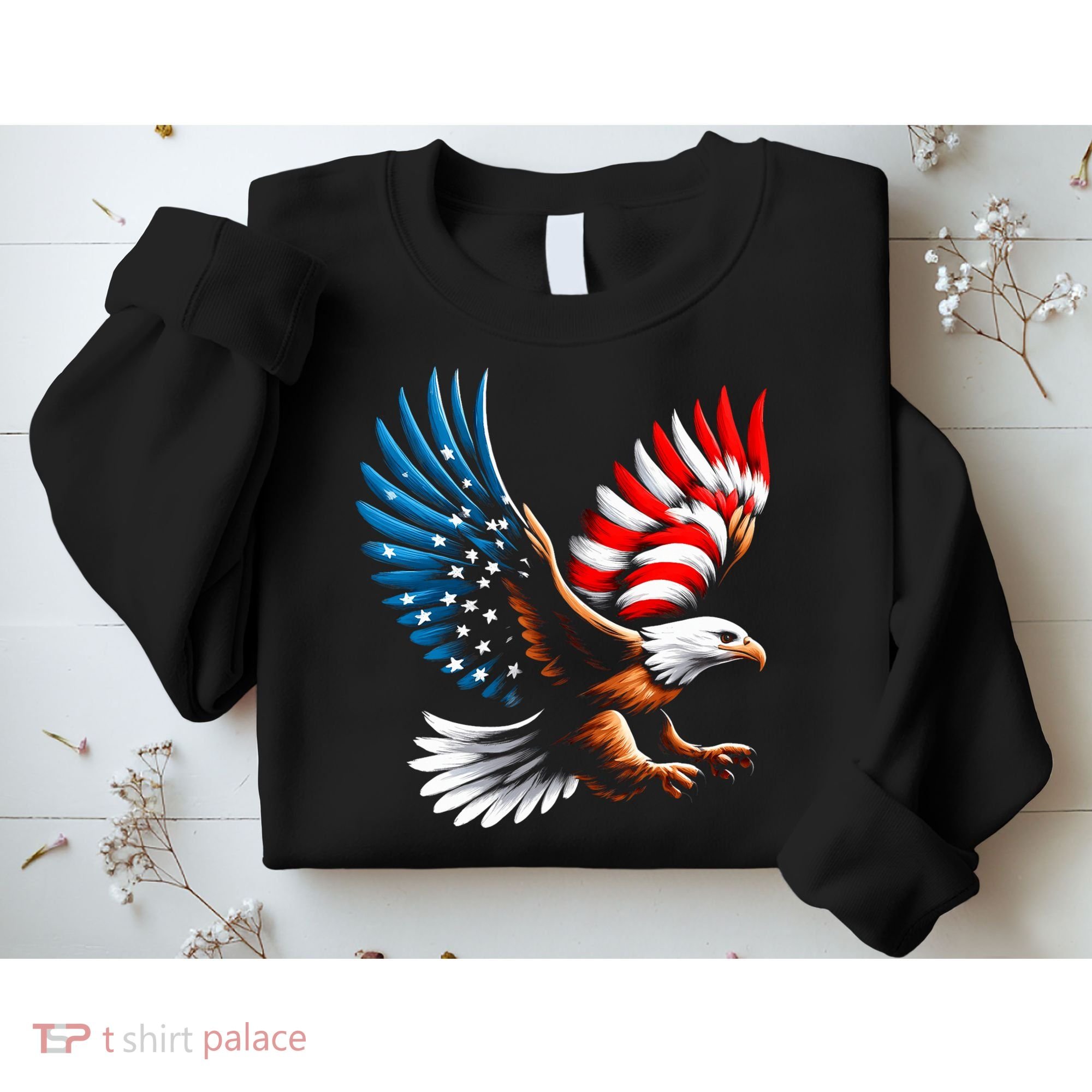 Bald Eagle & Patriotic American Flag 4th Of July Sweatshirt