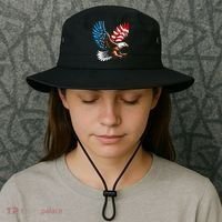 Bald Eagle & Patriotic American Flag 4th Of July Bucket Hat thumb 3