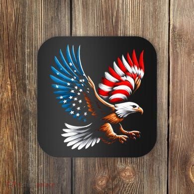 Bald Eagle & Patriotic American Flag 4th Of July Coaster