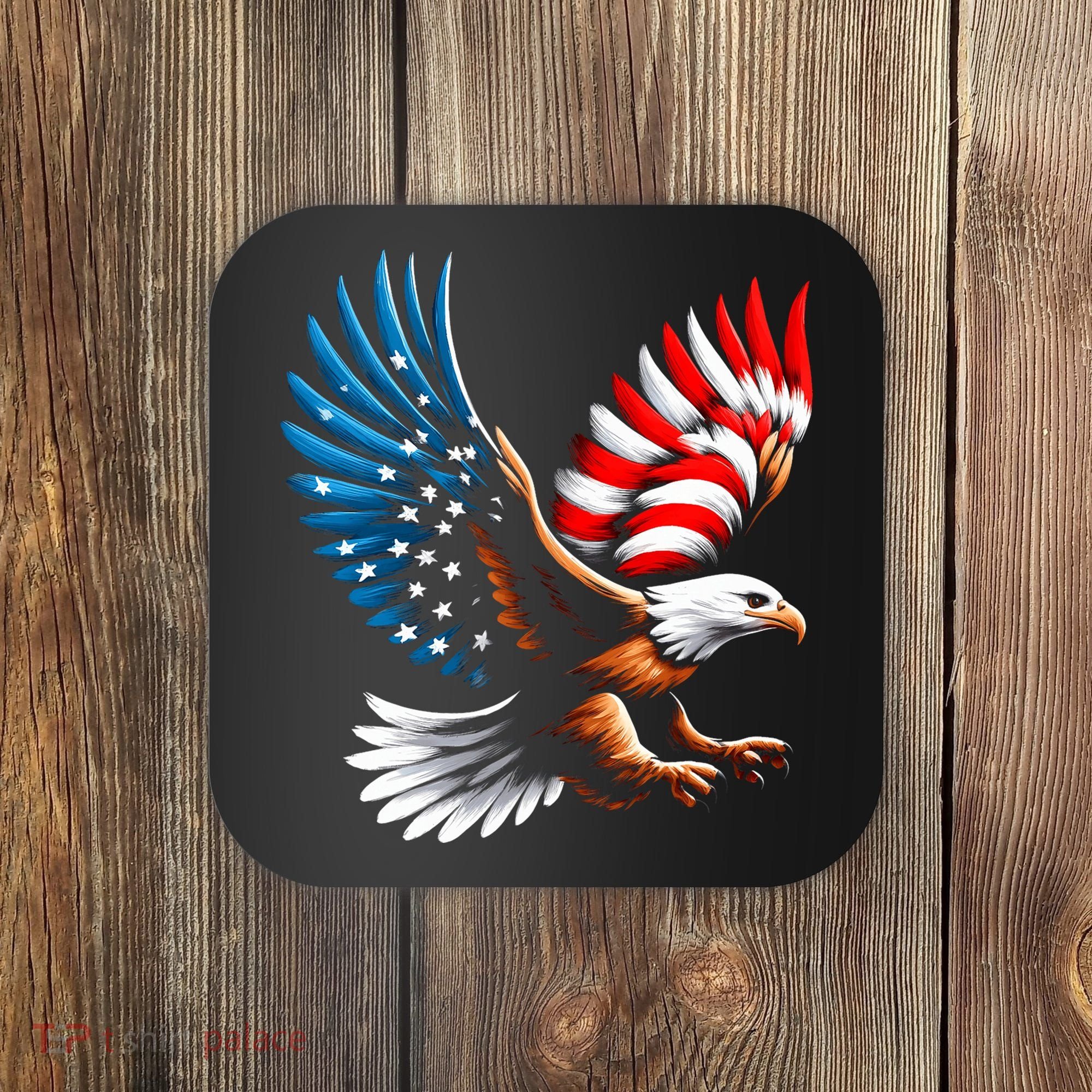 Bald Eagle & Patriotic American Flag 4th Of July Coaster