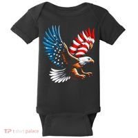 Bald Eagle & Patriotic American Flag 4th Of July Baby Bodysuit thumb 0