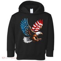 Bald Eagle & Patriotic American Flag 4th Of July Toddler Hoodie thumb 0