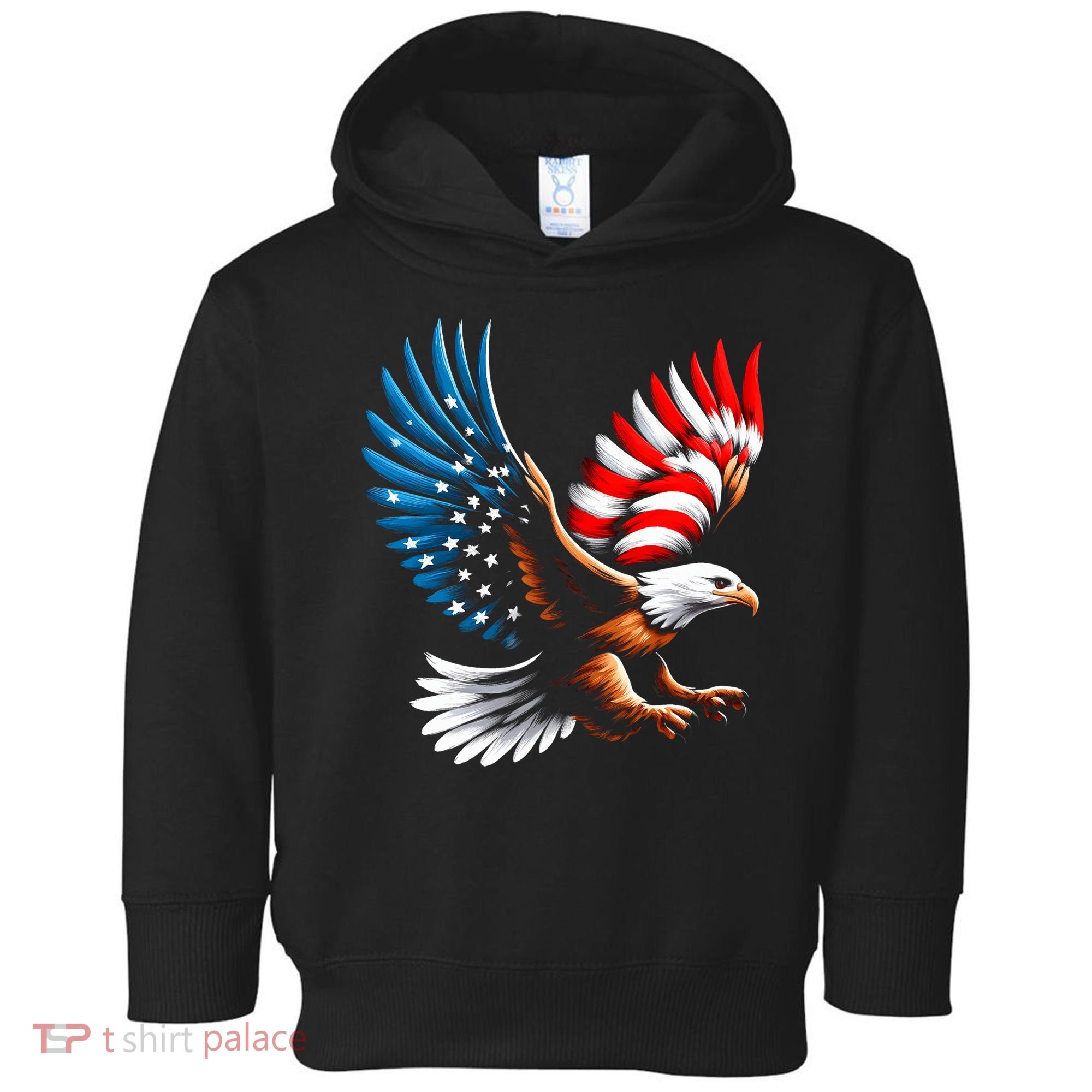 Bald Eagle & Patriotic American Flag 4th Of July Toddler Hoodie