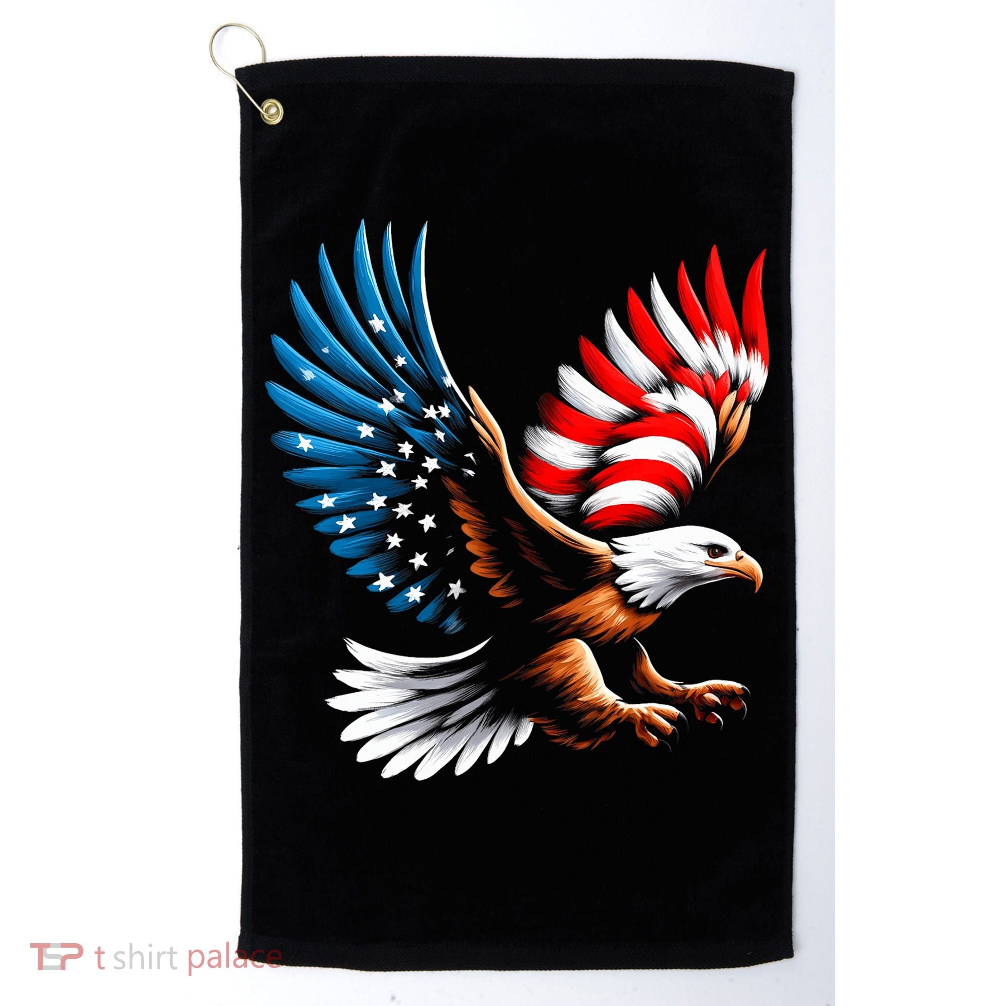 Bald Eagle & Patriotic American Flag 4th Of July Golf Towel