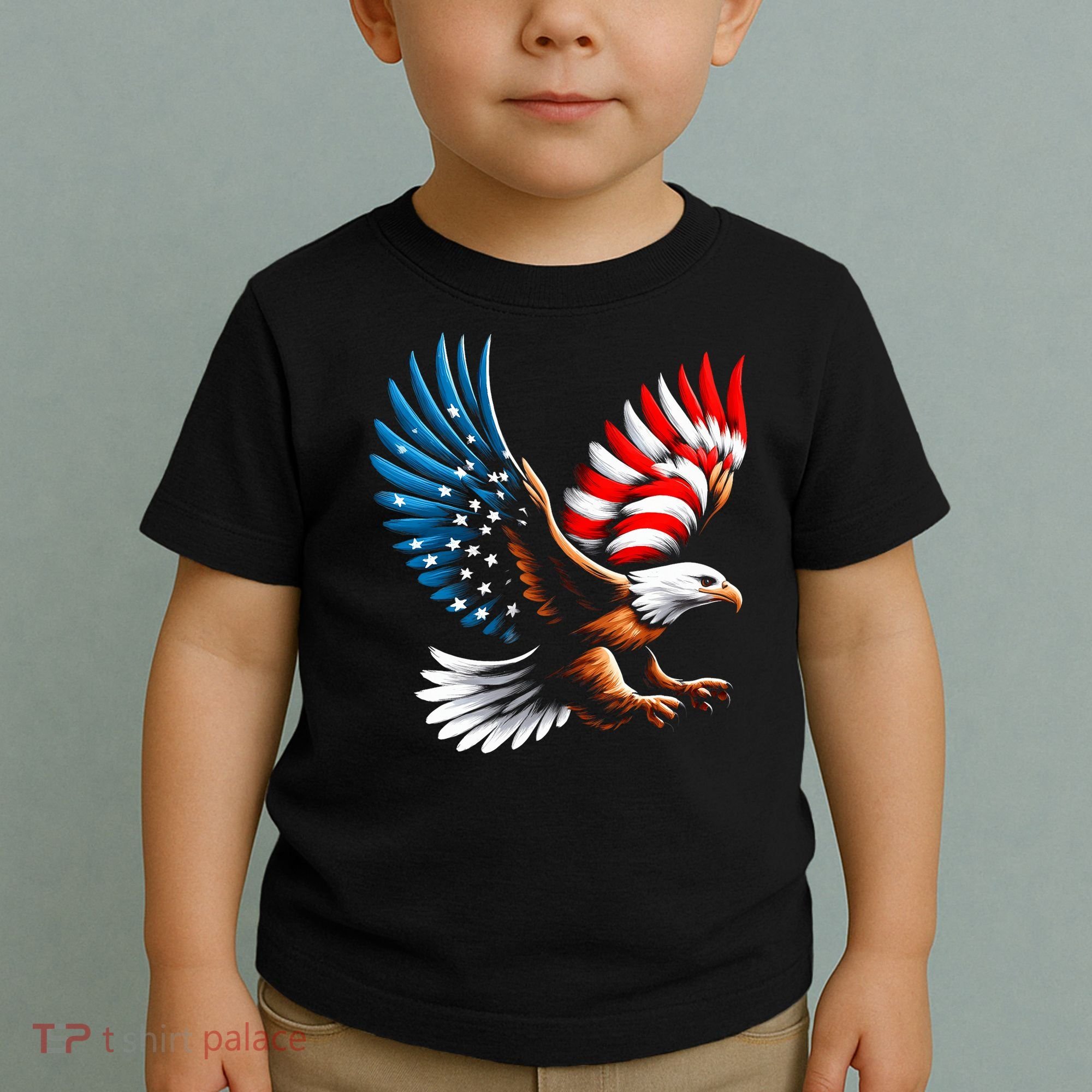 Bald Eagle & Patriotic American Flag 4th Of July Toddler T-Shirt
