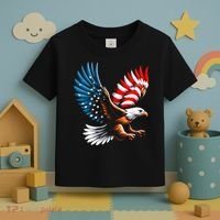 Bald Eagle & Patriotic American Flag 4th Of July Toddler T-Shirt thumb 3