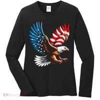 Bald Eagle & Patriotic American Flag 4th Of July Women's Long Sleeve Shirt thumb 0