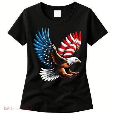 Bald Eagle & Patriotic American Flag 4th Of July Women's T-Shirt