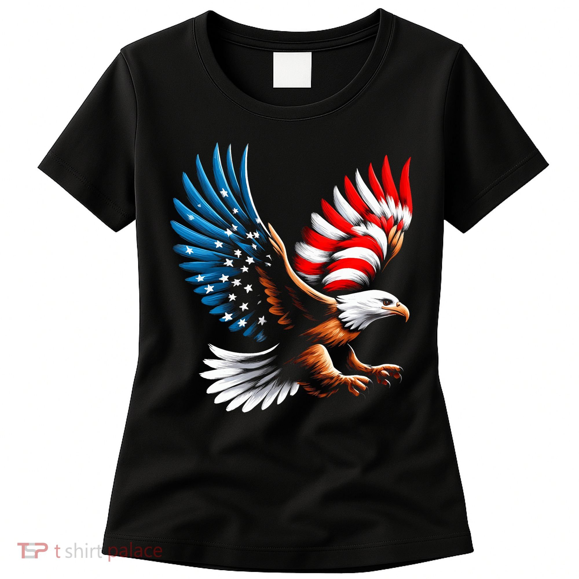 Bald Eagle & Patriotic American Flag 4th Of July Women's T-Shirt
