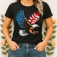 Bald Eagle & Patriotic American Flag 4th Of July Women's T-Shirt thumb 2
