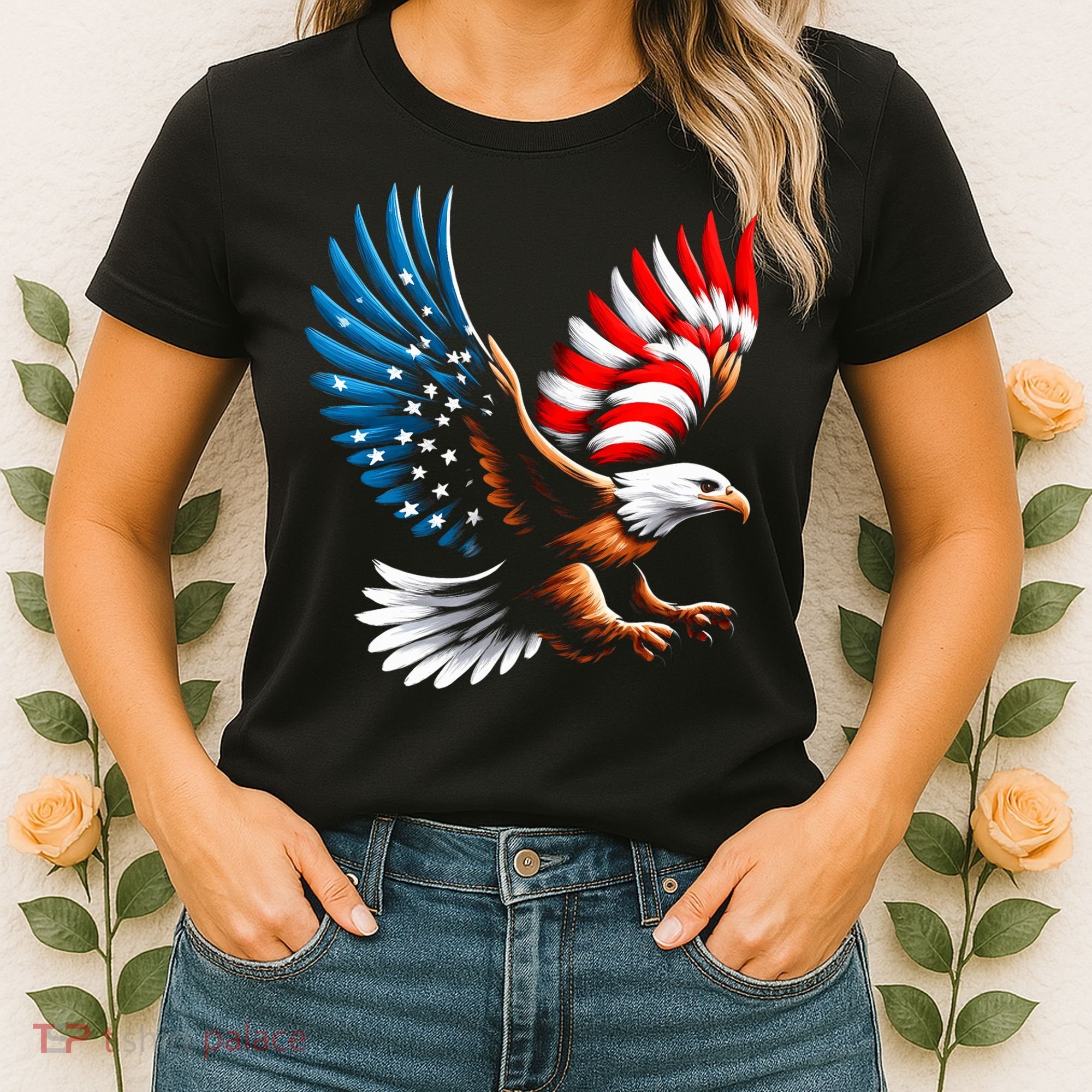 Bald Eagle & Patriotic American Flag 4th Of July Women's T-Shirt