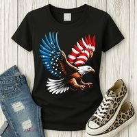 Bald Eagle & Patriotic American Flag 4th Of July Women's T-Shirt thumb 3