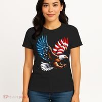Bald Eagle & Patriotic American Flag 4th Of July Women's T-Shirt thumb 4