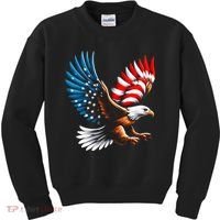 Bald Eagle & Patriotic American Flag 4th Of July Kids Sweatshirt thumb 0