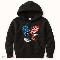 Bald Eagle & Patriotic American Flag 4th Of July Kids Hoodie thumb 0