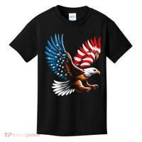 Bald Eagle & Patriotic American Flag 4th Of July Kids T-Shirt thumb 0