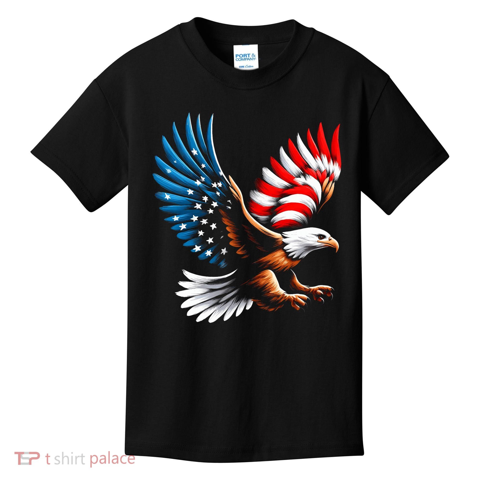 Bald Eagle & Patriotic American Flag 4th Of July Kids T-Shirt