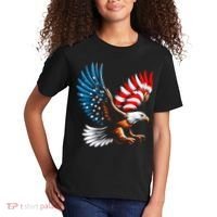 Bald Eagle & Patriotic American Flag 4th Of July Kids T-Shirt thumb 2