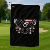 Bald Eagle Patriotic American Eagle Gift Golf Towel thumb 1