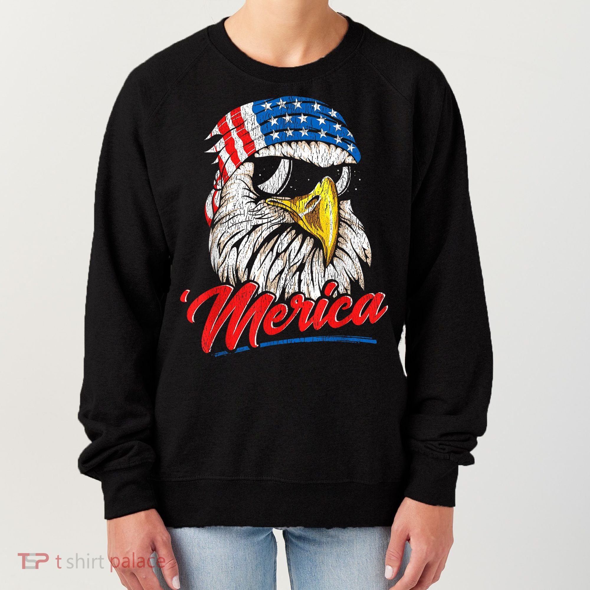 Bald Eagle Proud Patriotic American US Flag 4th Of July Women's Sweatshirt