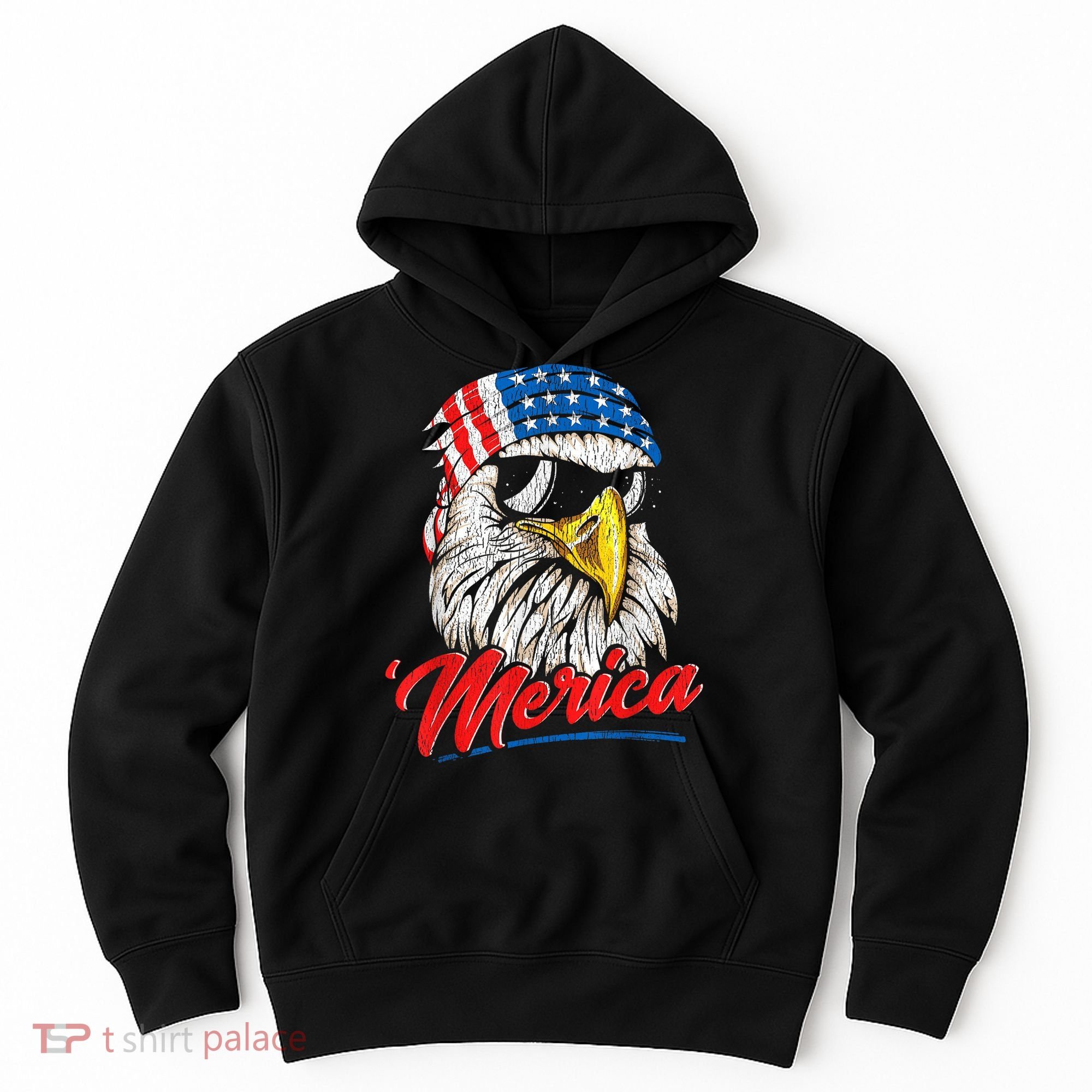 Bald Eagle Proud Patriotic American US Flag 4th Of July Hoodie