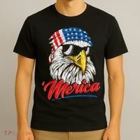 Bald Eagle Proud Patriotic American US Flag 4th Of July T-Shirt thumb 3