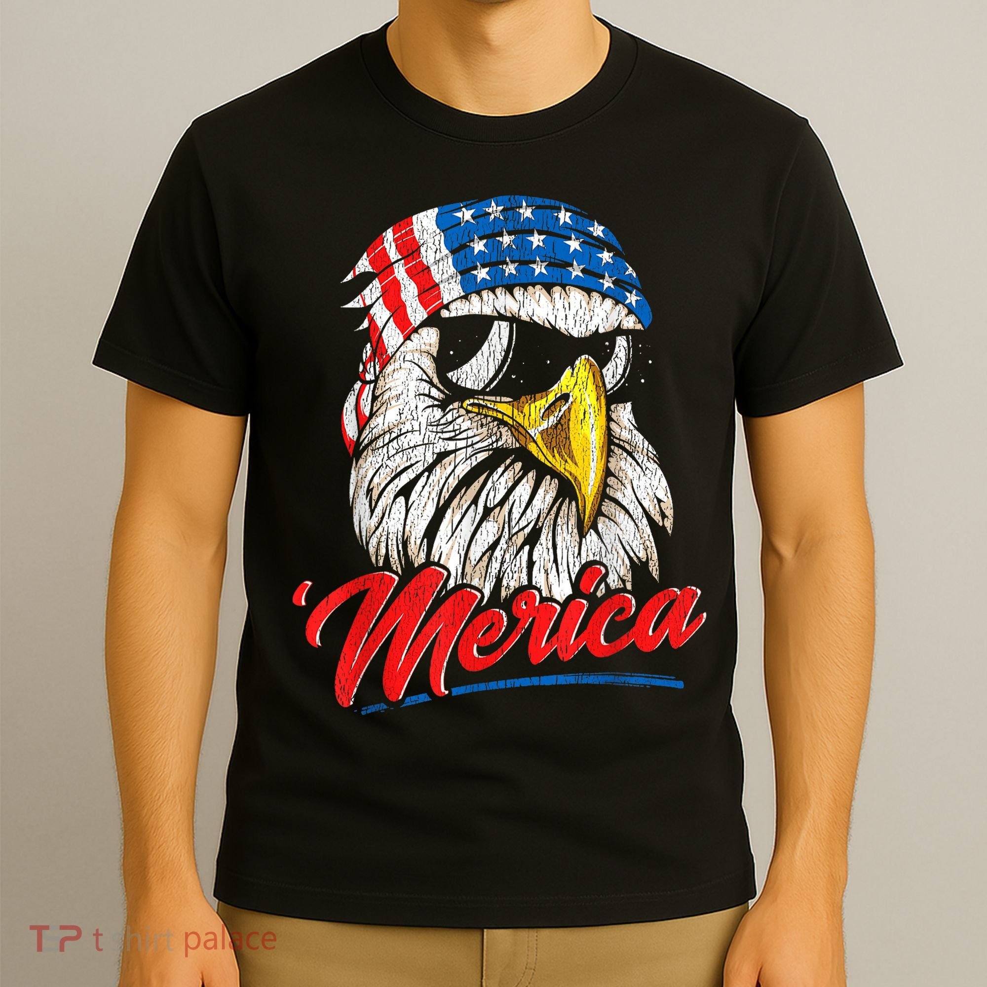 Bald Eagle Proud Patriotic American US Flag 4th Of July T-Shirt