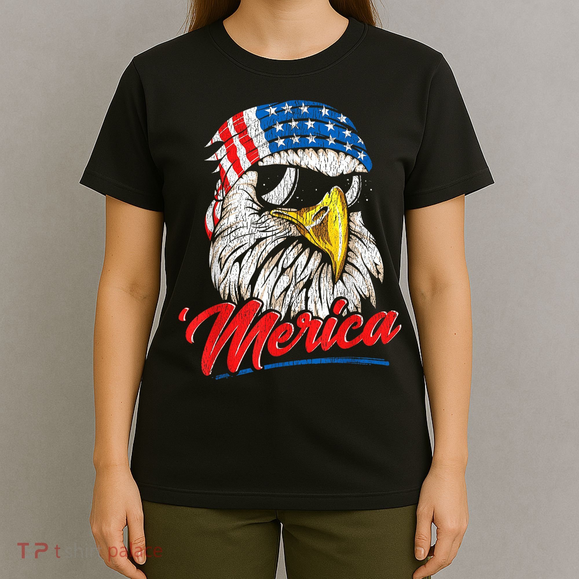 Bald Eagle Proud Patriotic American US Flag 4th Of July T-Shirt