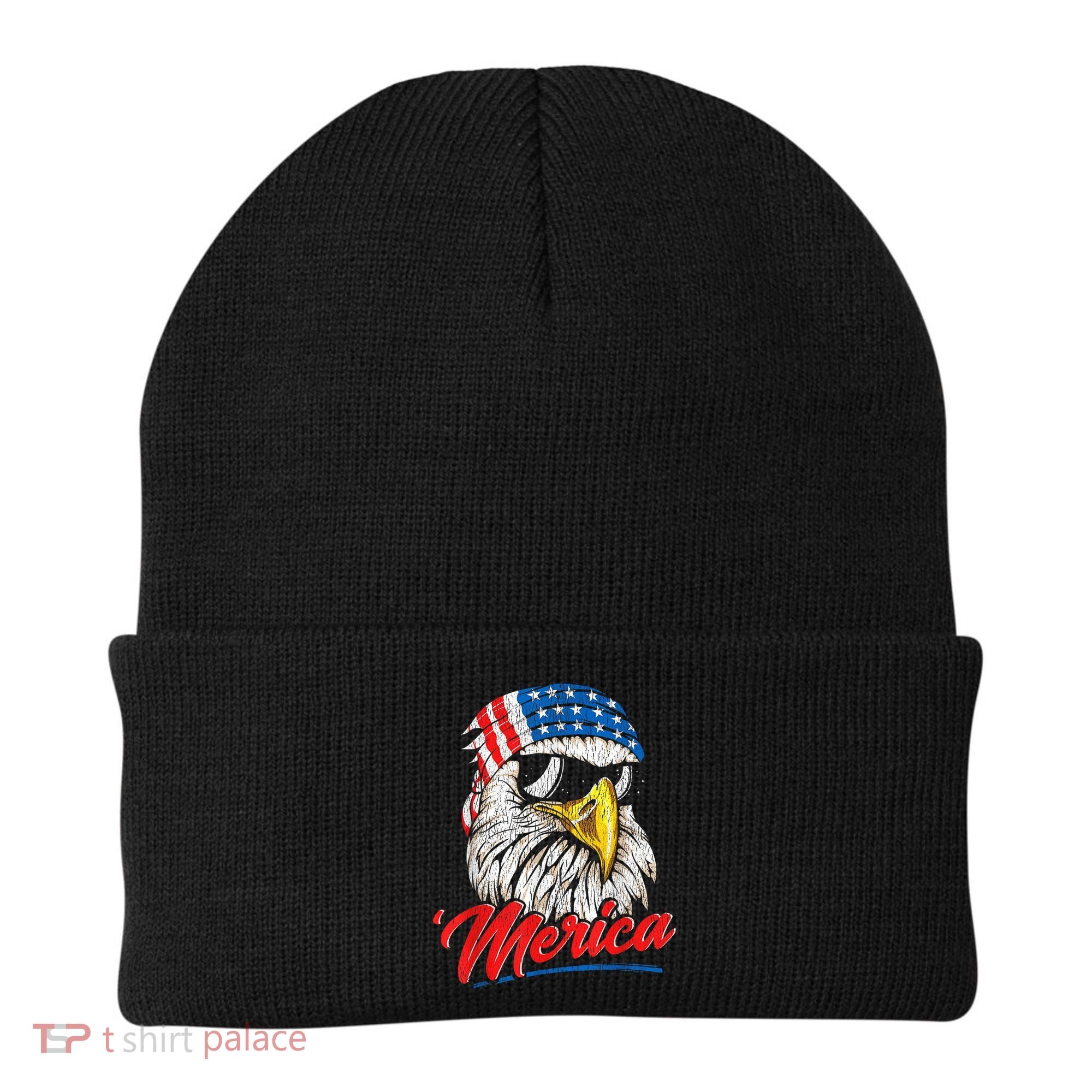 Bald Eagle Proud Patriotic American US Flag 4th Of July Beanie