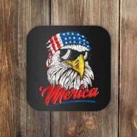 Bald Eagle Proud Patriotic American US Flag 4th Of July Coaster thumb 0